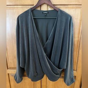 Express Faux Wrap Long Sleeve Top - Size Large